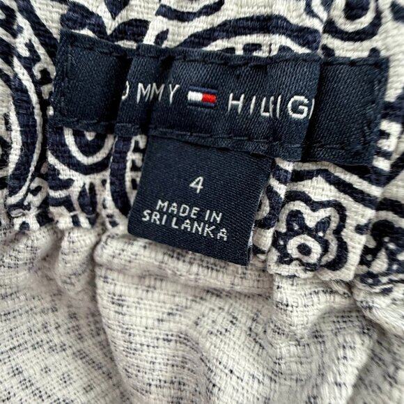 Tommy Hilfiger Pullover Skirt Size 4 Stretchy Waist Pockets Paisley Navy Blue & - Picture 2 of 13